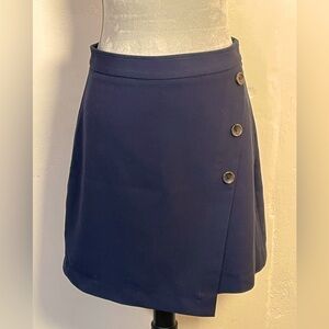 #0151 Banana Republic Navy Faux Wrap Skirt with Accent Buttons-2